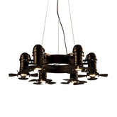 Lámpara de araña de estilo vintage - Lámpara colgante negra metálica de 6 luces con acabado sombreado